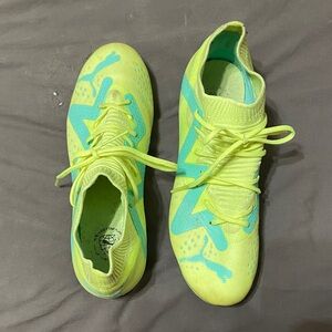 Puma Neon Yellow with Teal Accent Soccer Cleats